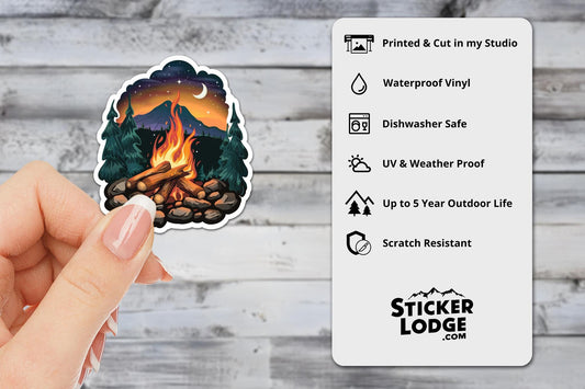 Campfire Under the Stars Vinyl Sticker | Sticker Lodge