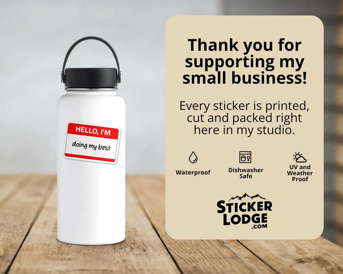 Hello, I'm Doing My Best Vinyl Sticker | Sticker Lodge