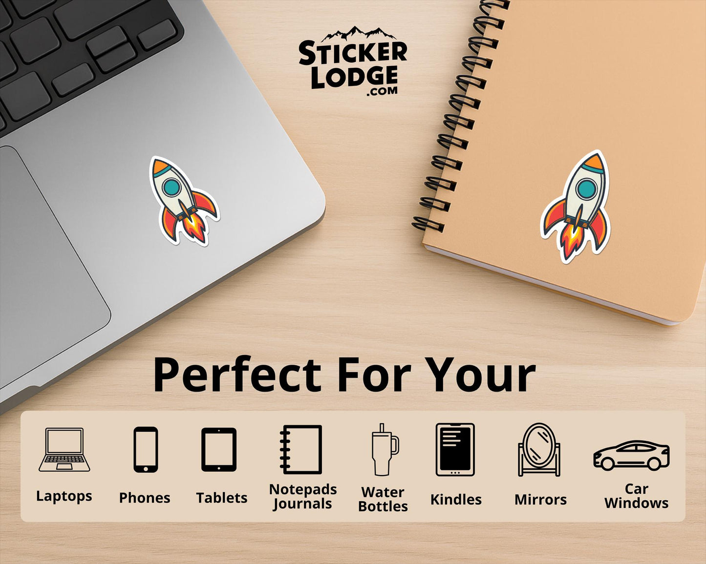 Retro Rocket Vinyl Sticker | Sticker Lodge