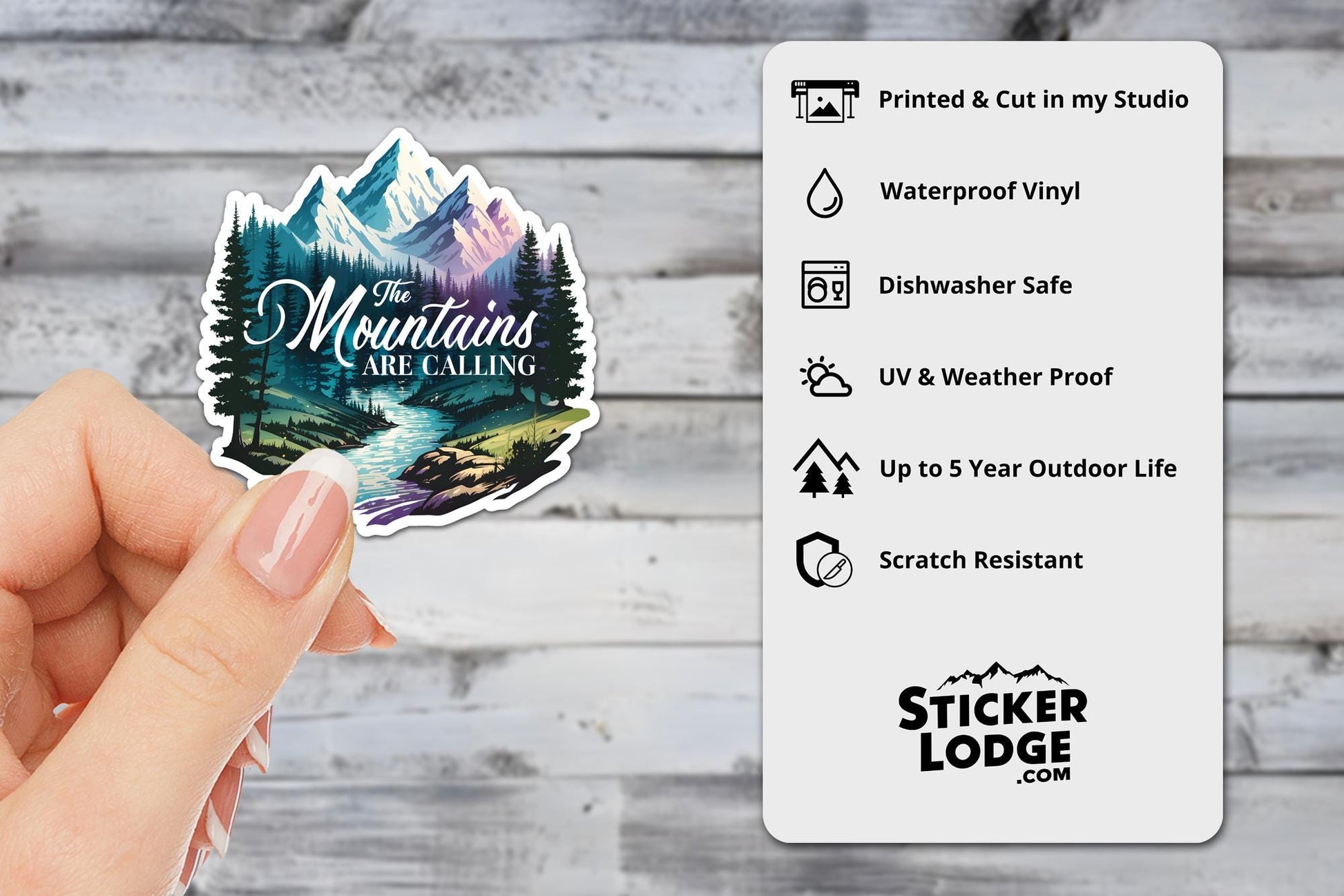 The Mountains are Calling Vinyl Sticker | Sticker Lodge