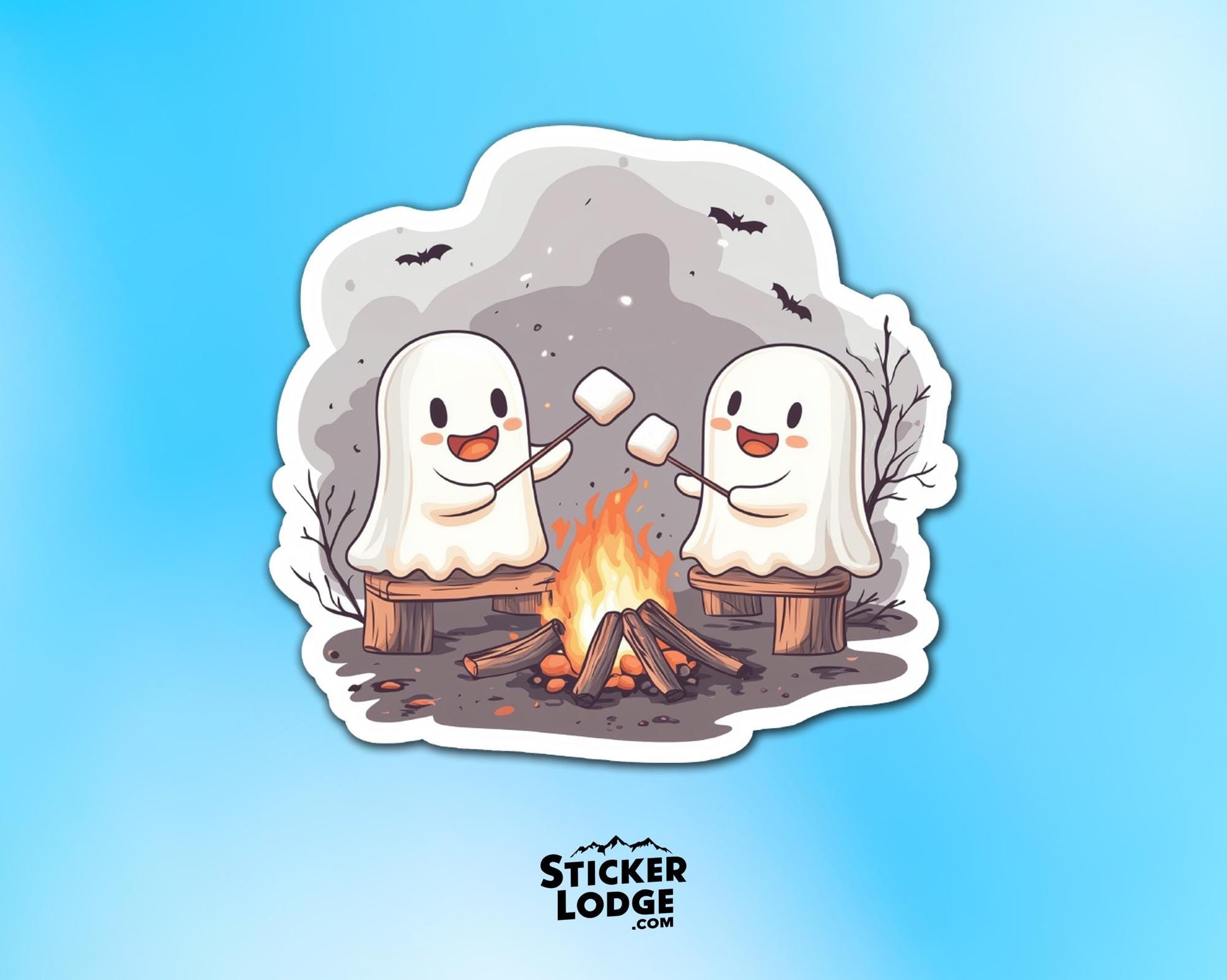 Halloween Ghost Campfire Vinyl Sticker | Sticker Lodge