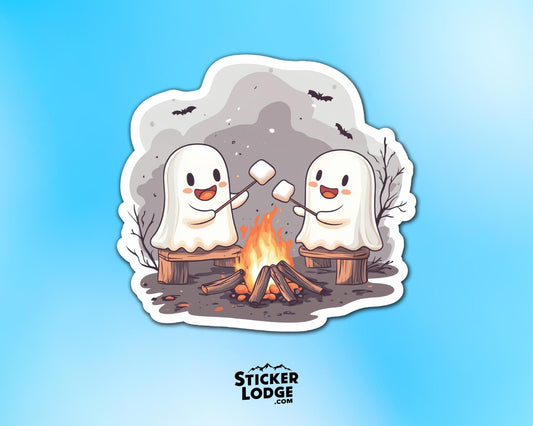 Halloween Ghost Campfire Vinyl Sticker | Sticker Lodge