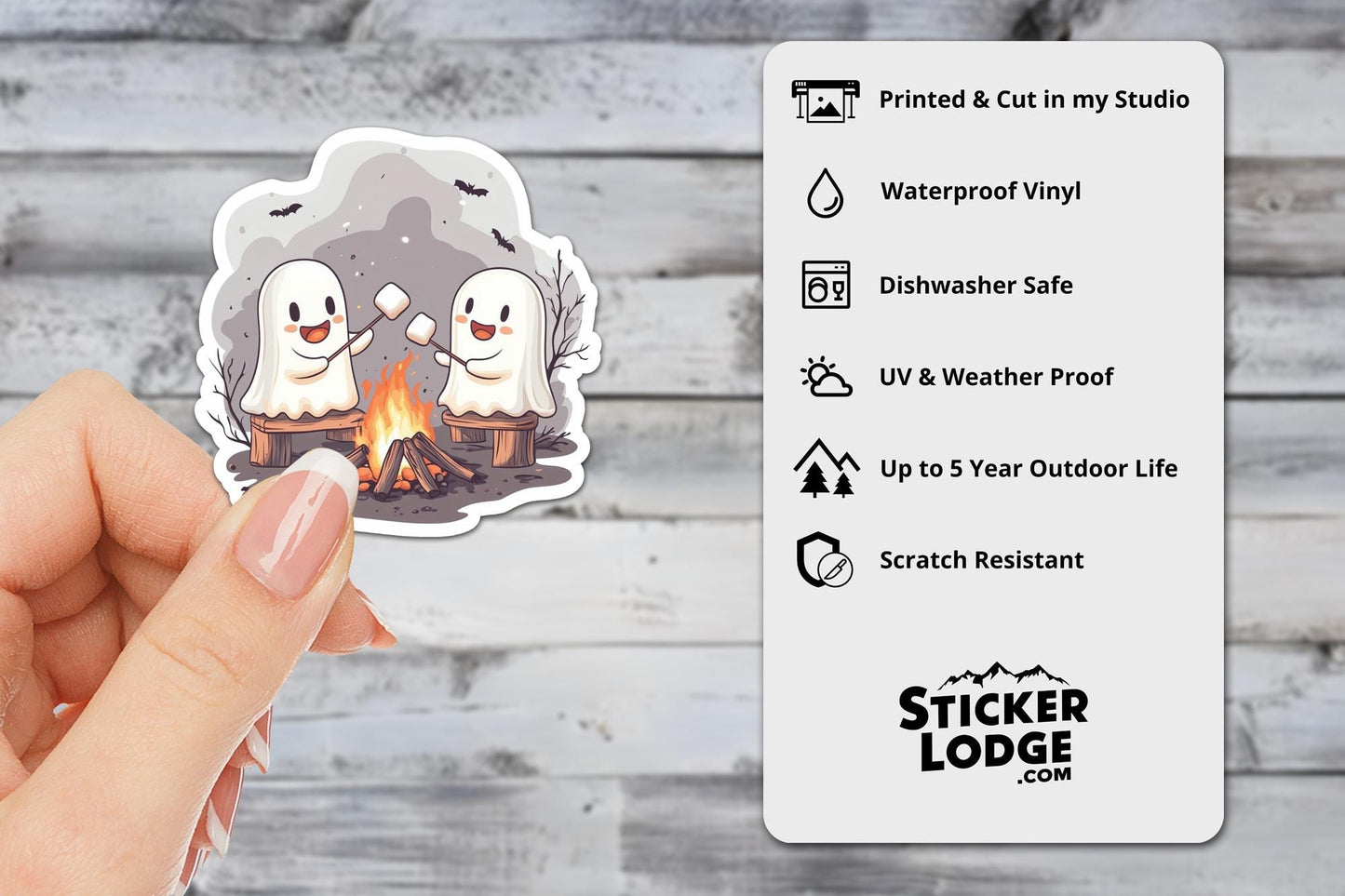 Halloween Ghost Campfire Vinyl Sticker | Sticker Lodge