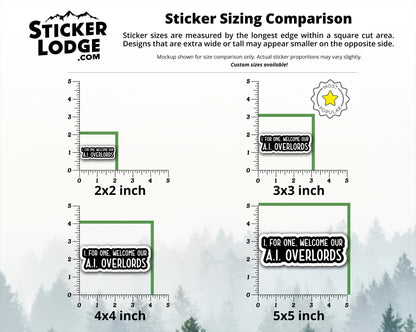 I, For One, Welcome Our A.I. Overlords Vinyl Sticker | Sticker Lodge