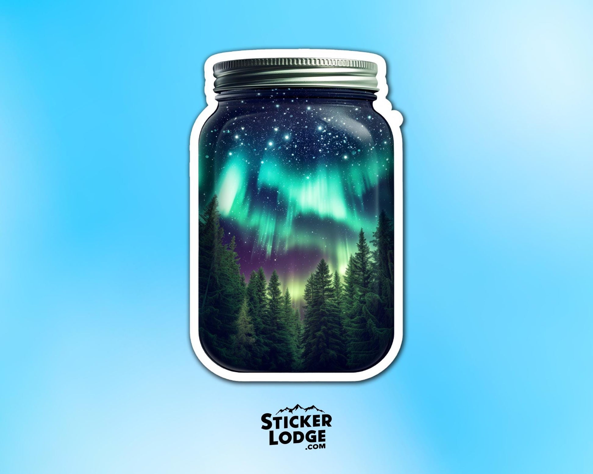 Northern Lights in a Jar Vinyl Sticker | Sticker Lodge