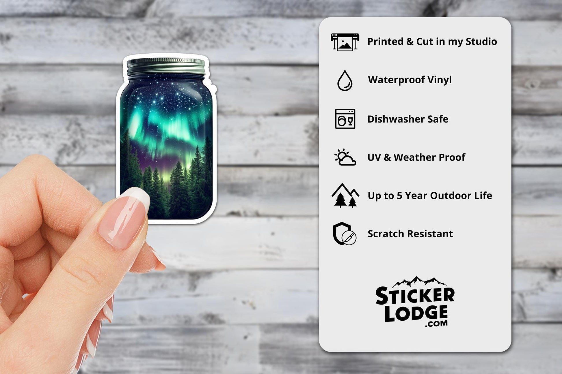 Northern Lights in a Jar Vinyl Sticker | Sticker Lodge