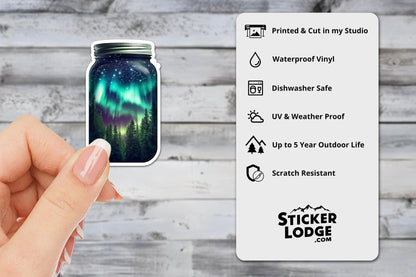 Northern Lights in a Jar Vinyl Sticker | Sticker Lodge