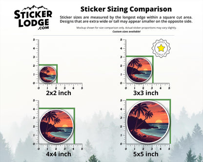 Tropical Beach Sunset Vinyl Sticker | Sticker Lodge