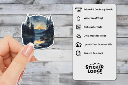 Watercolor Wilderness Camping Vinyl Sticker | Sticker Lodge
