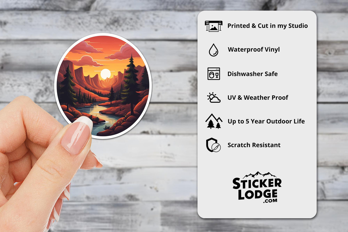 Sunset Mountains Vinyl Sticker | Sticker Lodge