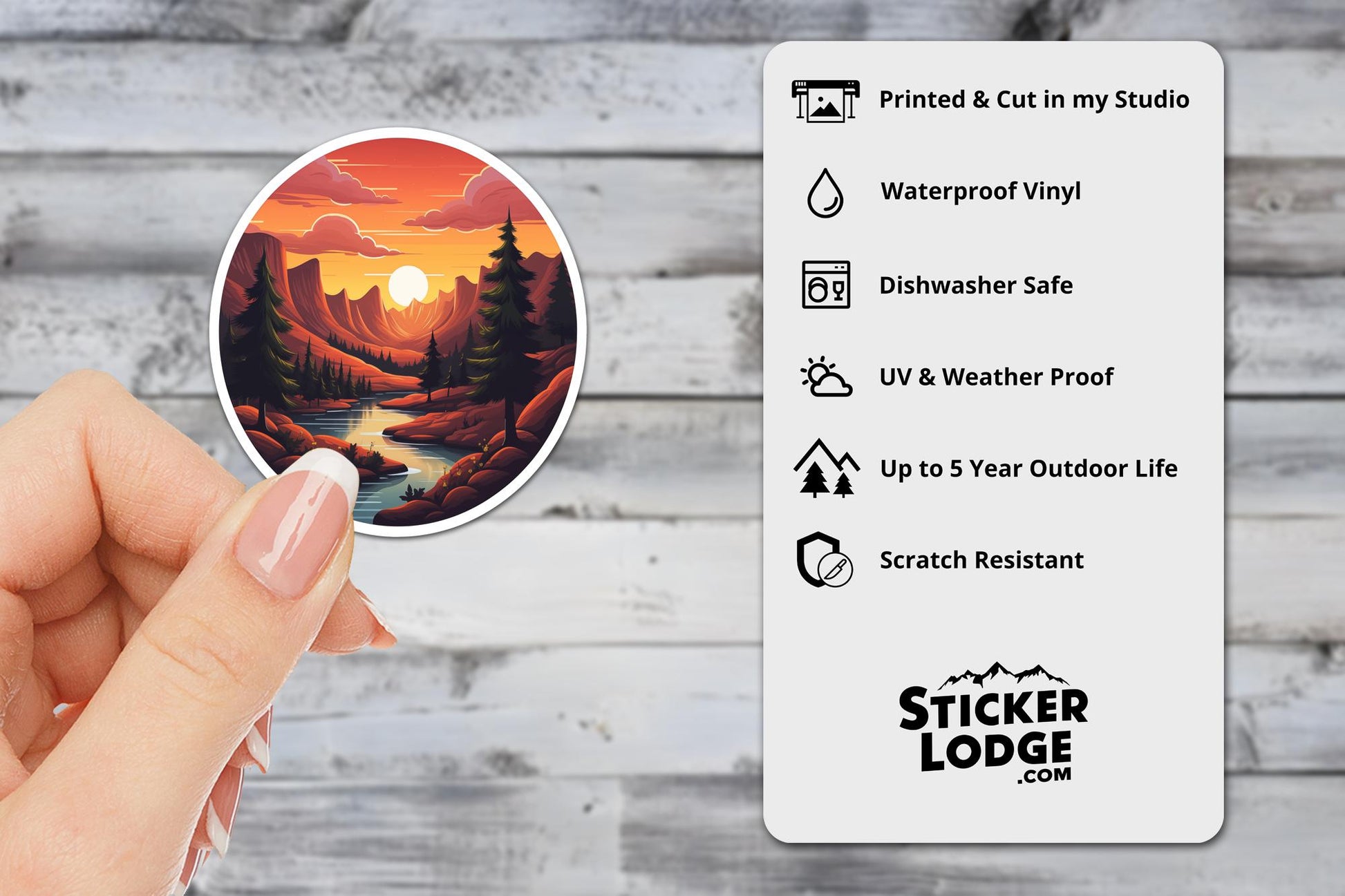 Sunset Mountains Vinyl Sticker | Sticker Lodge