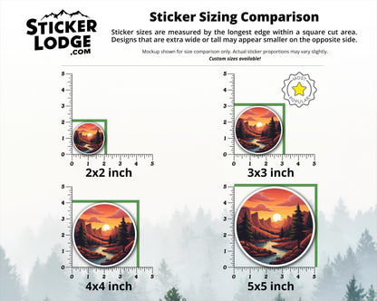 Sunset Mountains Vinyl Sticker | Sticker Lodge