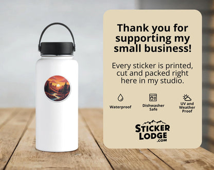 Sunset Mountains Vinyl Sticker | Sticker Lodge