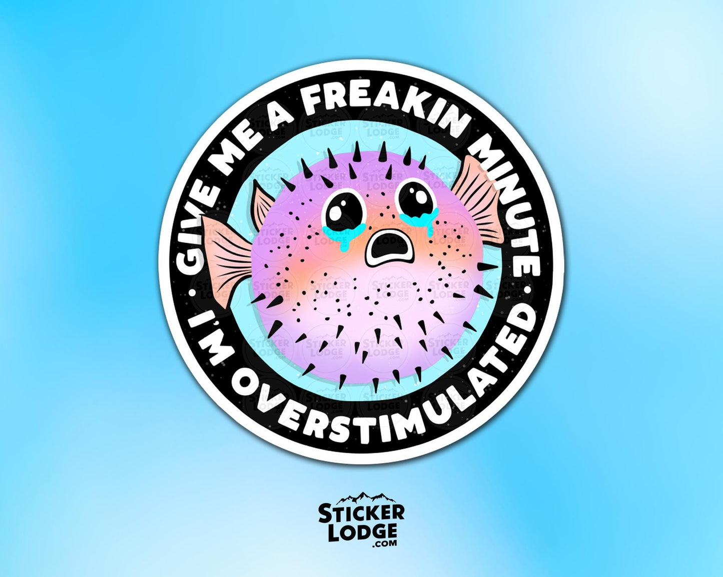 Overstimulated Pufferfish Vinyl Sticker | Sticker Lodge