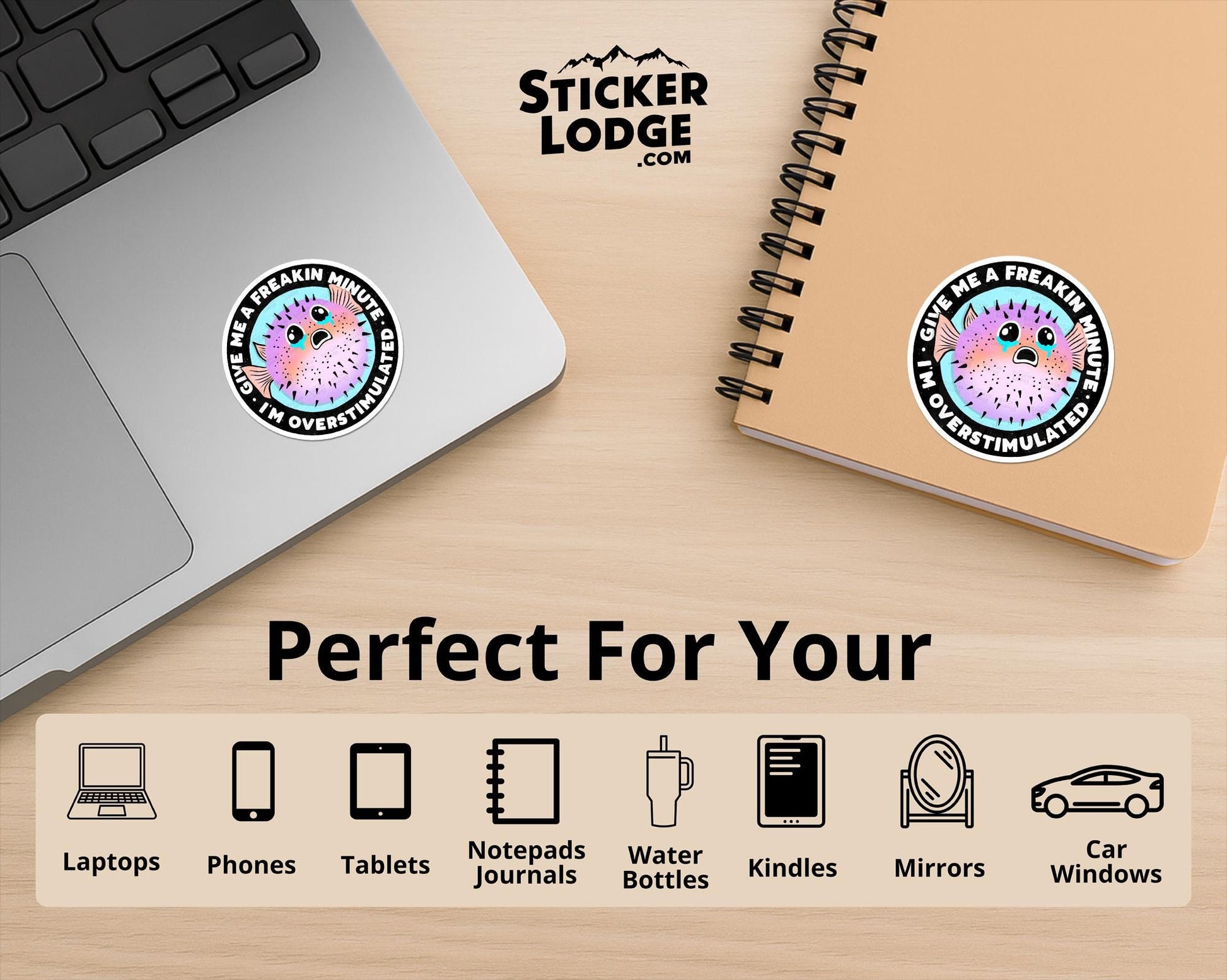 Overstimulated Pufferfish Vinyl Sticker | Sticker Lodge