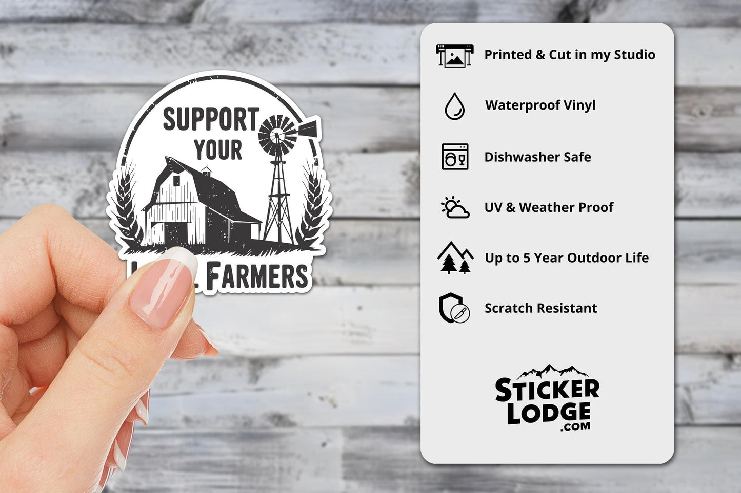 Support Your Local Farmers Vinyl Sticker | Sticker Lodge