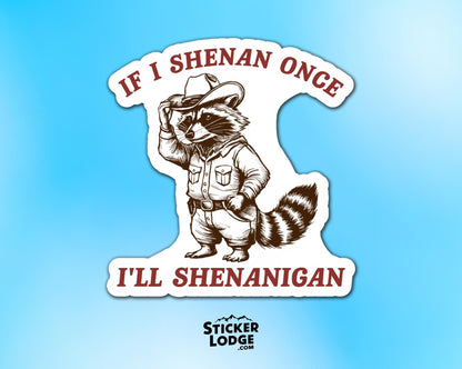If I Shenan Once I'll Shenanigan Raccoon Vinyl Sticker | Sticker Lodge