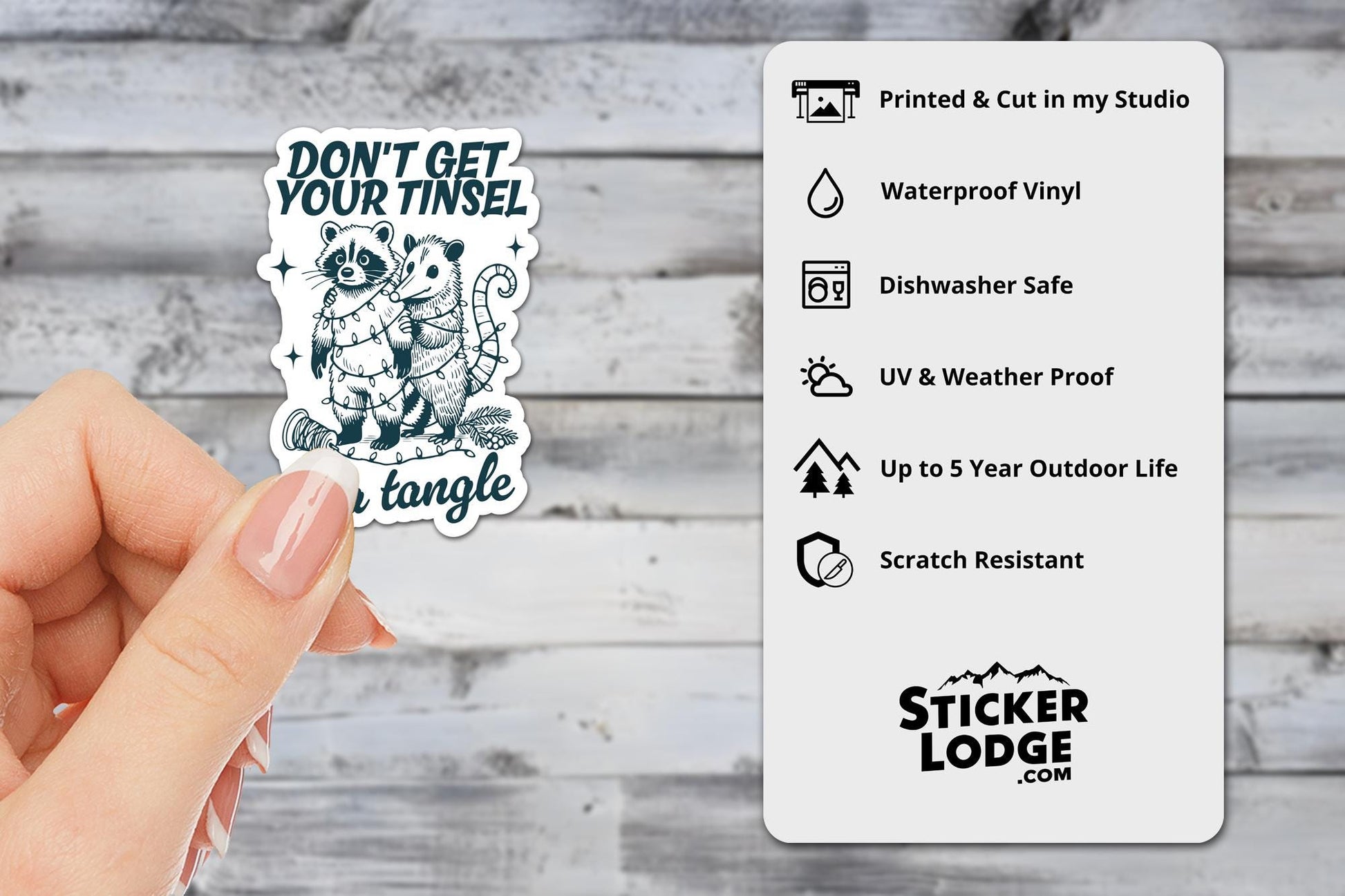 Don't Get Your Tinsel In A Tangle Vinyl Sticker | Sticker Lodge