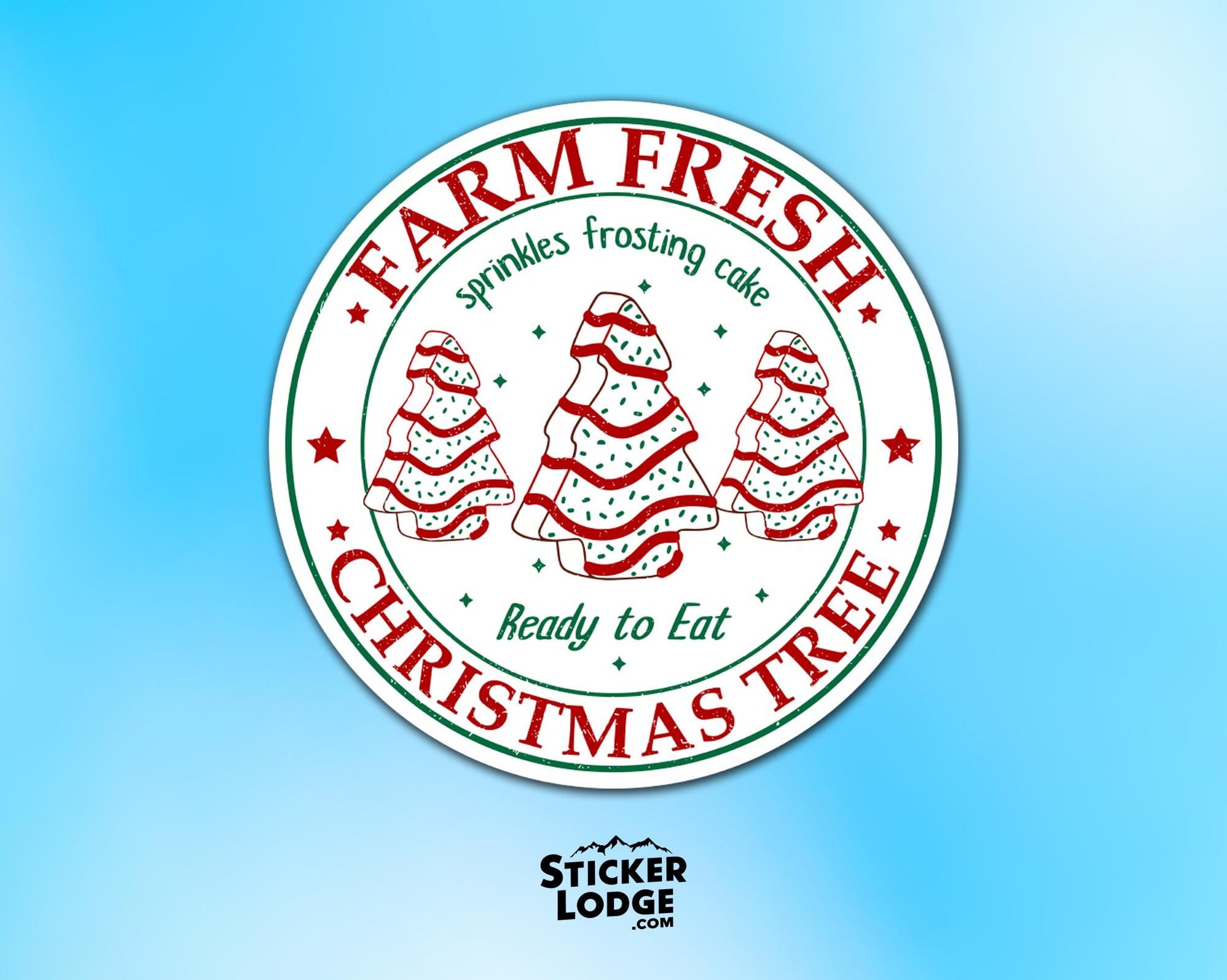 Farm Fresh Christmas Tree Cake Vinyl Sticker | Sticker Lodge