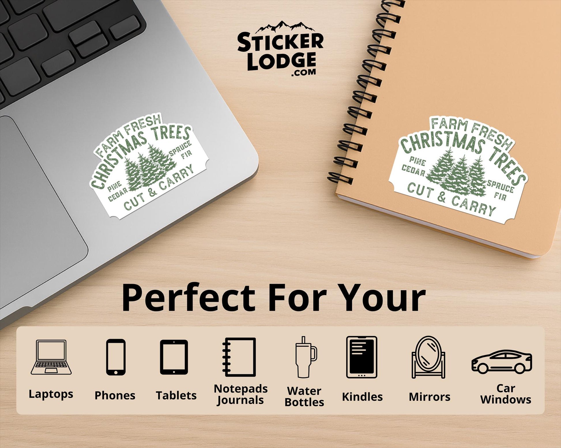 Farm Fresh Christmas Trees Vinyl Sticker | Sticker Lodge