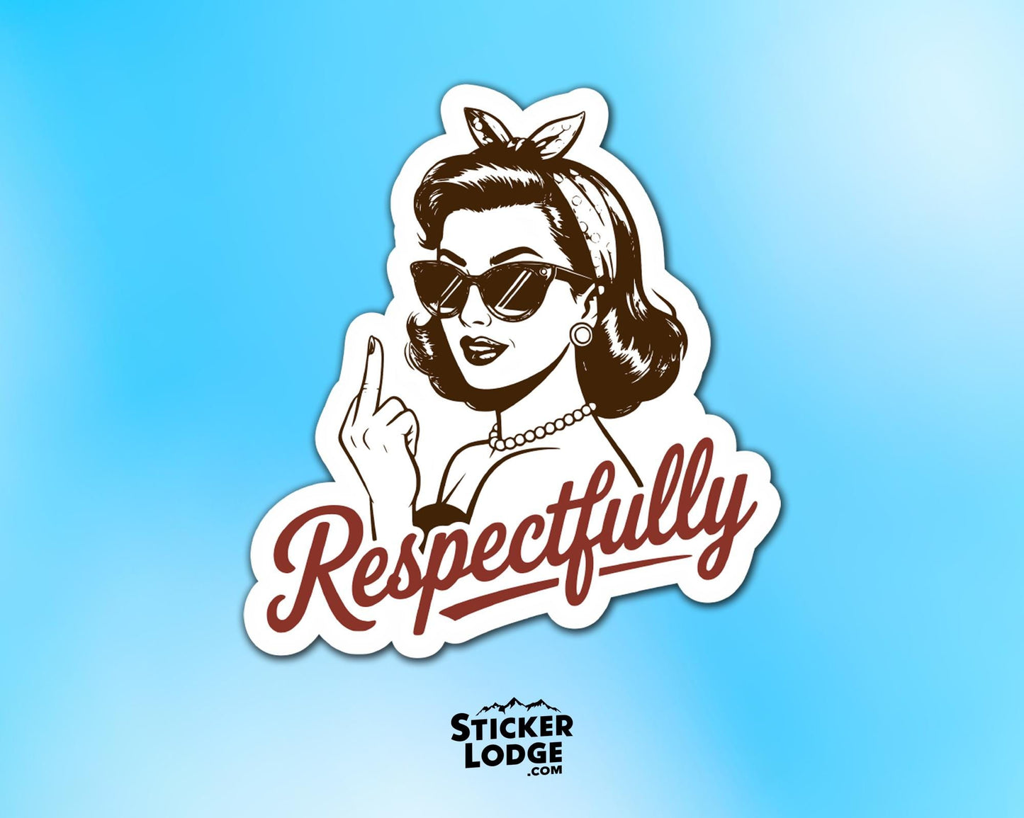 Respectfully Retro Sassy Middle Finger Vinyl Sticker | Sticker Lodge