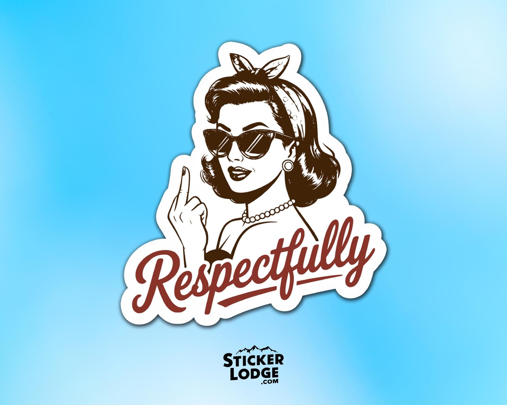 Respectfully Retro Sassy Middle Finger Vinyl Sticker | Sticker Lodge