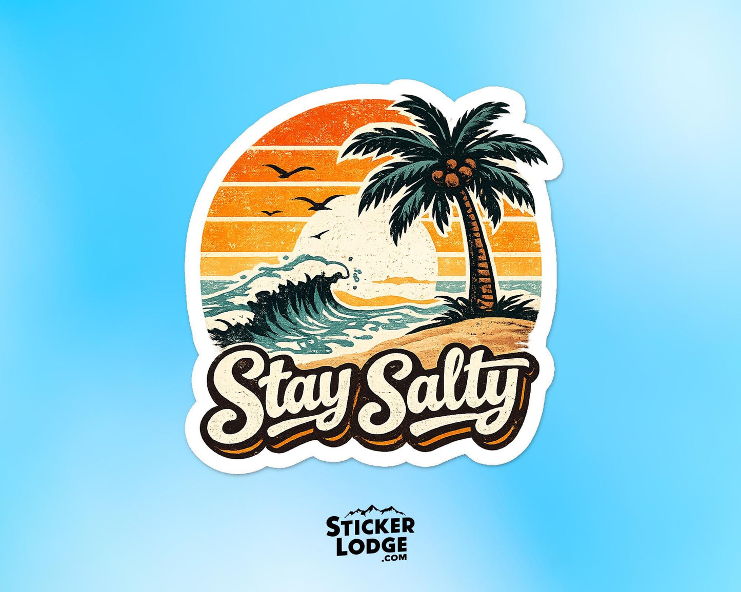 Stay Salty Retro Vintage Summer Beach Vinyl Sticker | Sticker Lodge