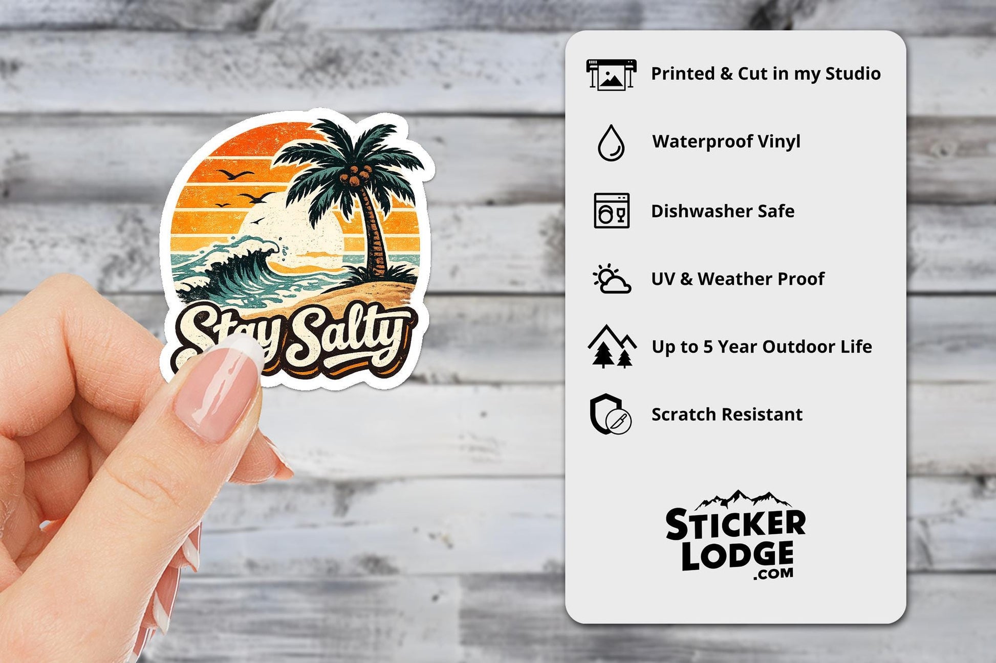 Stay Salty Retro Vintage Summer Beach Vinyl Sticker | Sticker Lodge