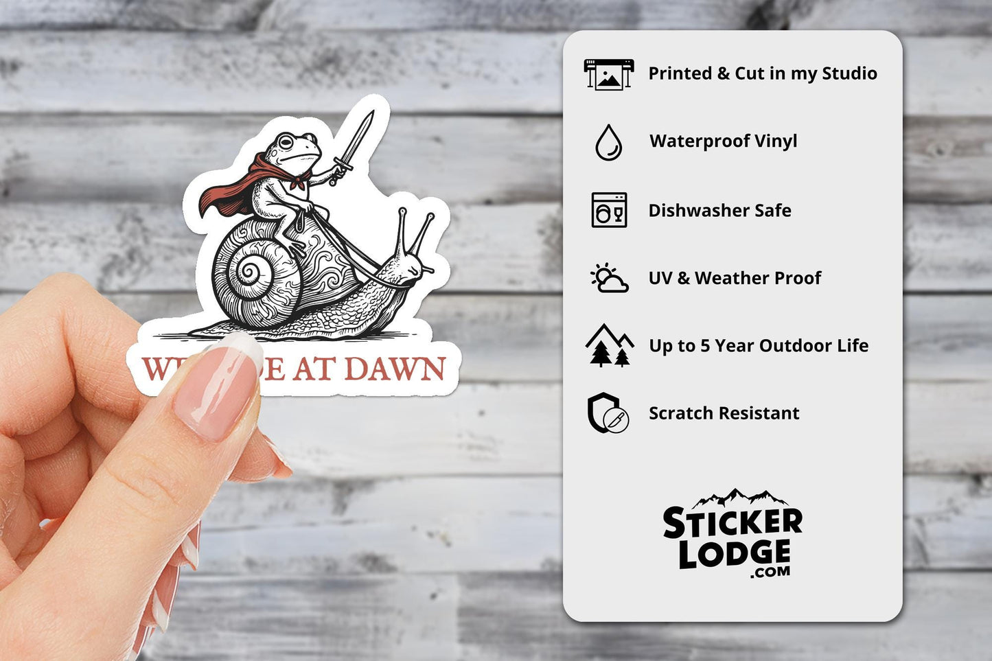 We Ride At Dawn Vinyl Sticker | Sticker Lodge
