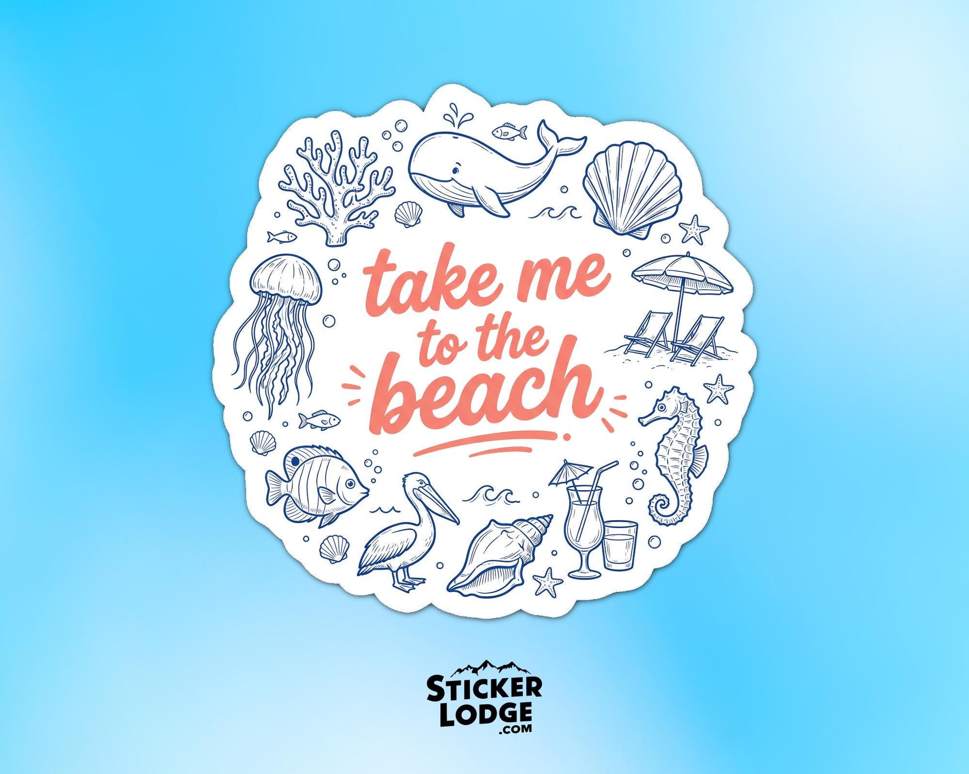 Take Me To The Beach Vinyl Sticker | Sticker Lodge