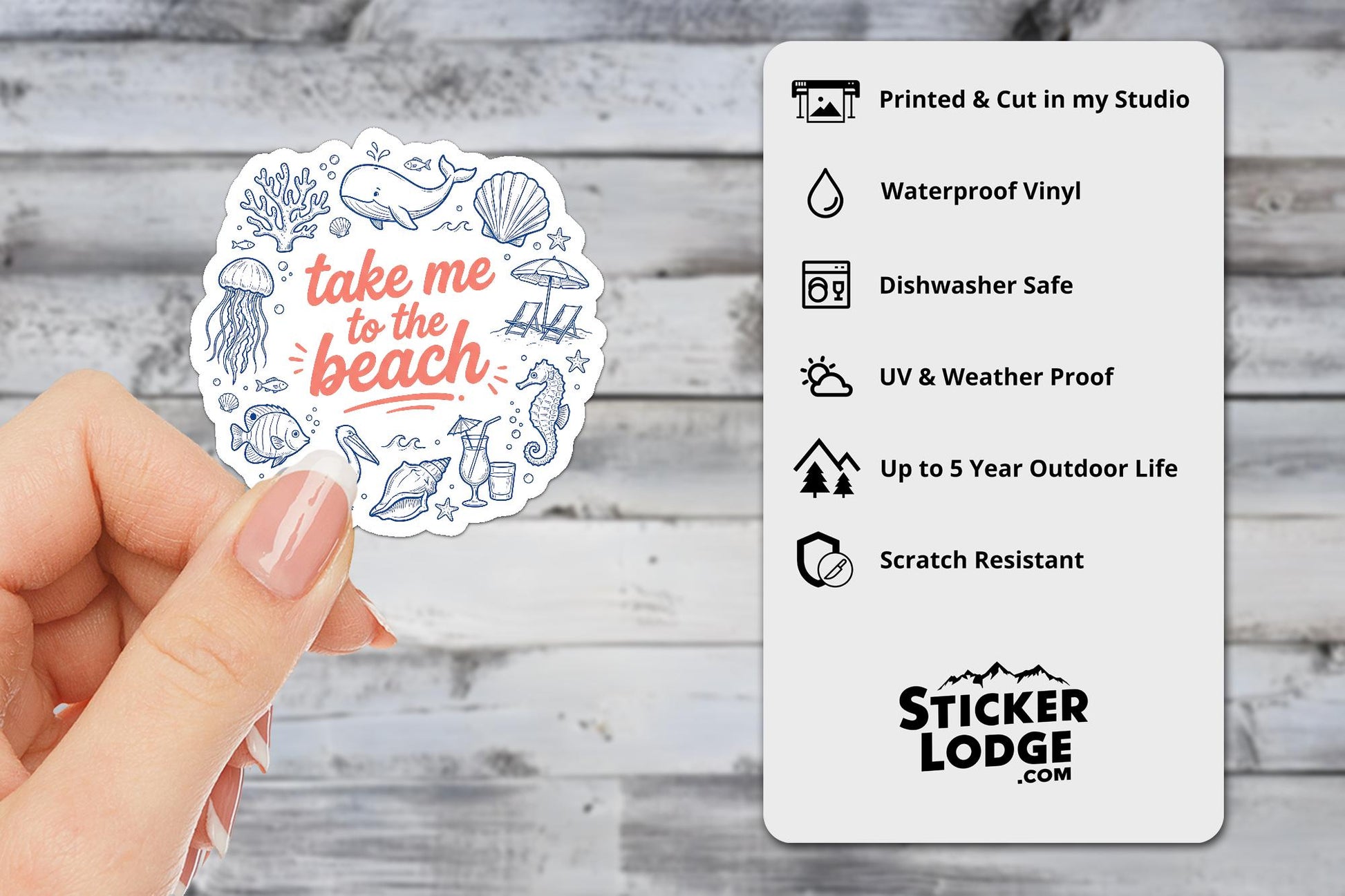 Take Me To The Beach Vinyl Sticker | Sticker Lodge