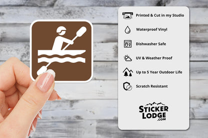 Kayaking National Park Symbol Vinyl Sticker | Sticker Lodge