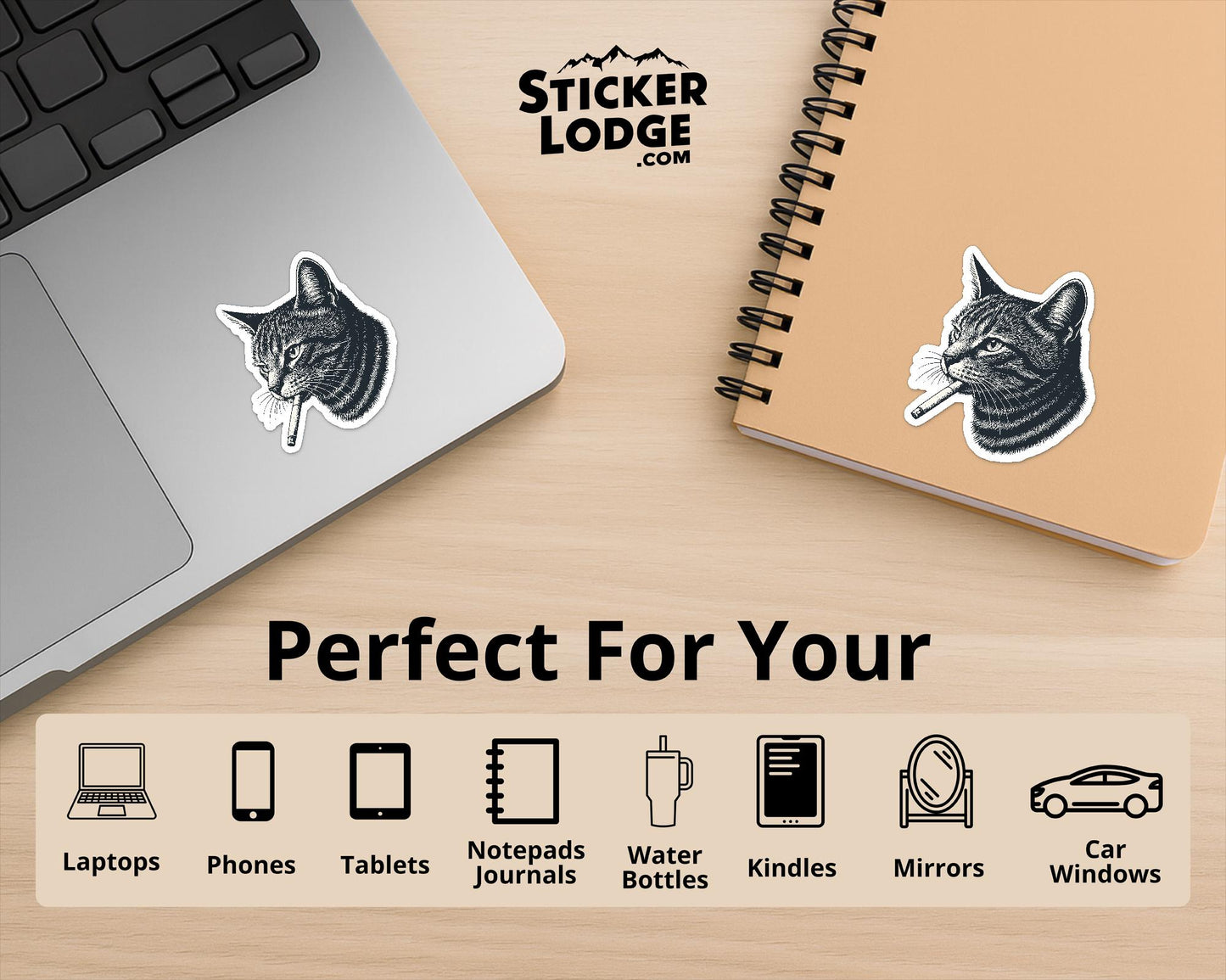 Smoking Cat Vinyl Sticker | Sticker Lodge