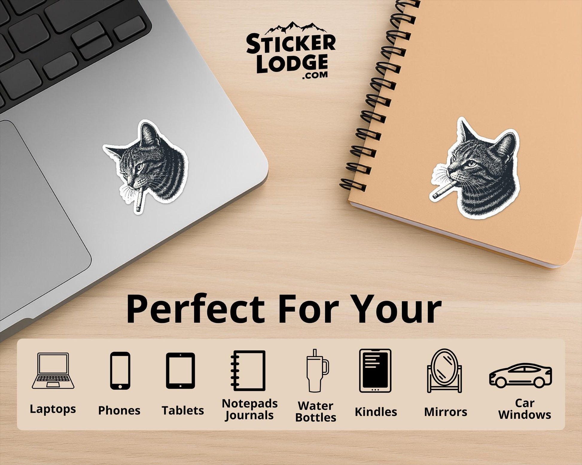 Smoking Cat Vinyl Sticker | Sticker Lodge
