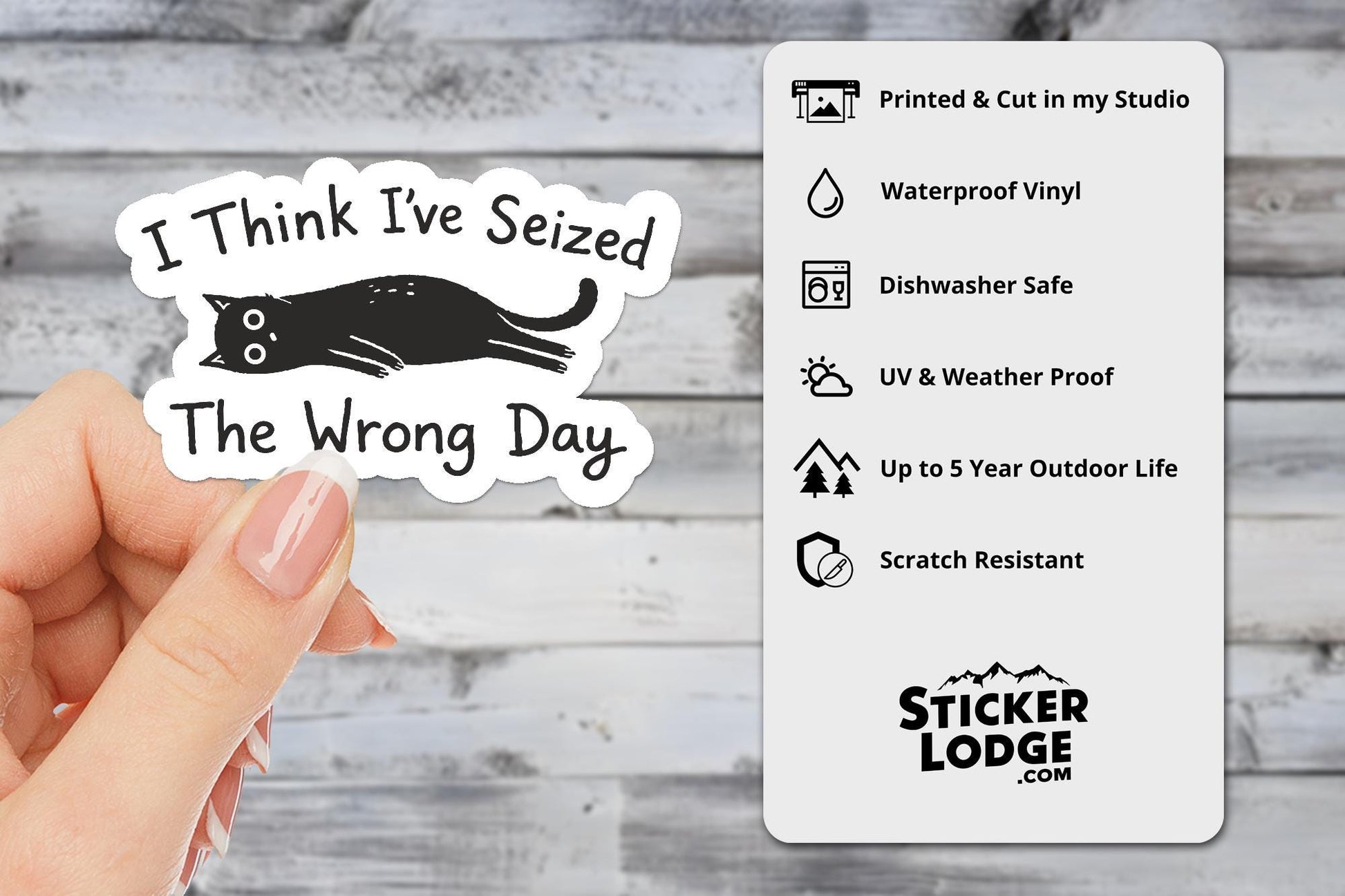 I Think I've Seized the Wrong Day Vinyl Sticker | Sticker Lodge