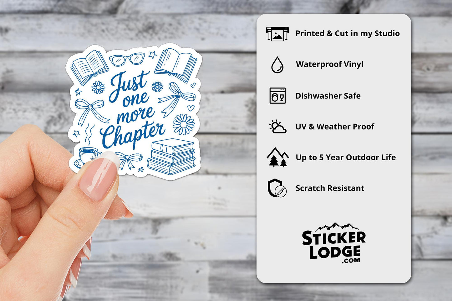 Just One More Chapter Vinyl Sticker | Sticker Lodge