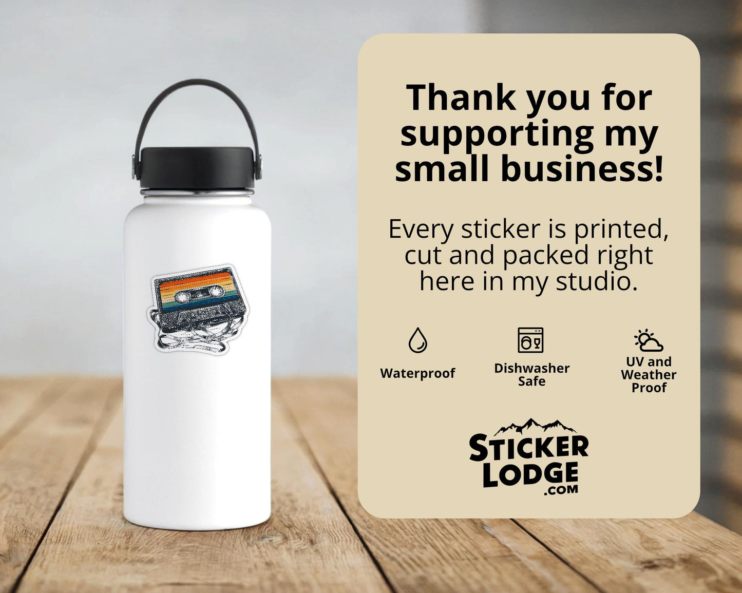 Vintage 80s Cassette Tape Vinyl Sticker | Sticker Lodge