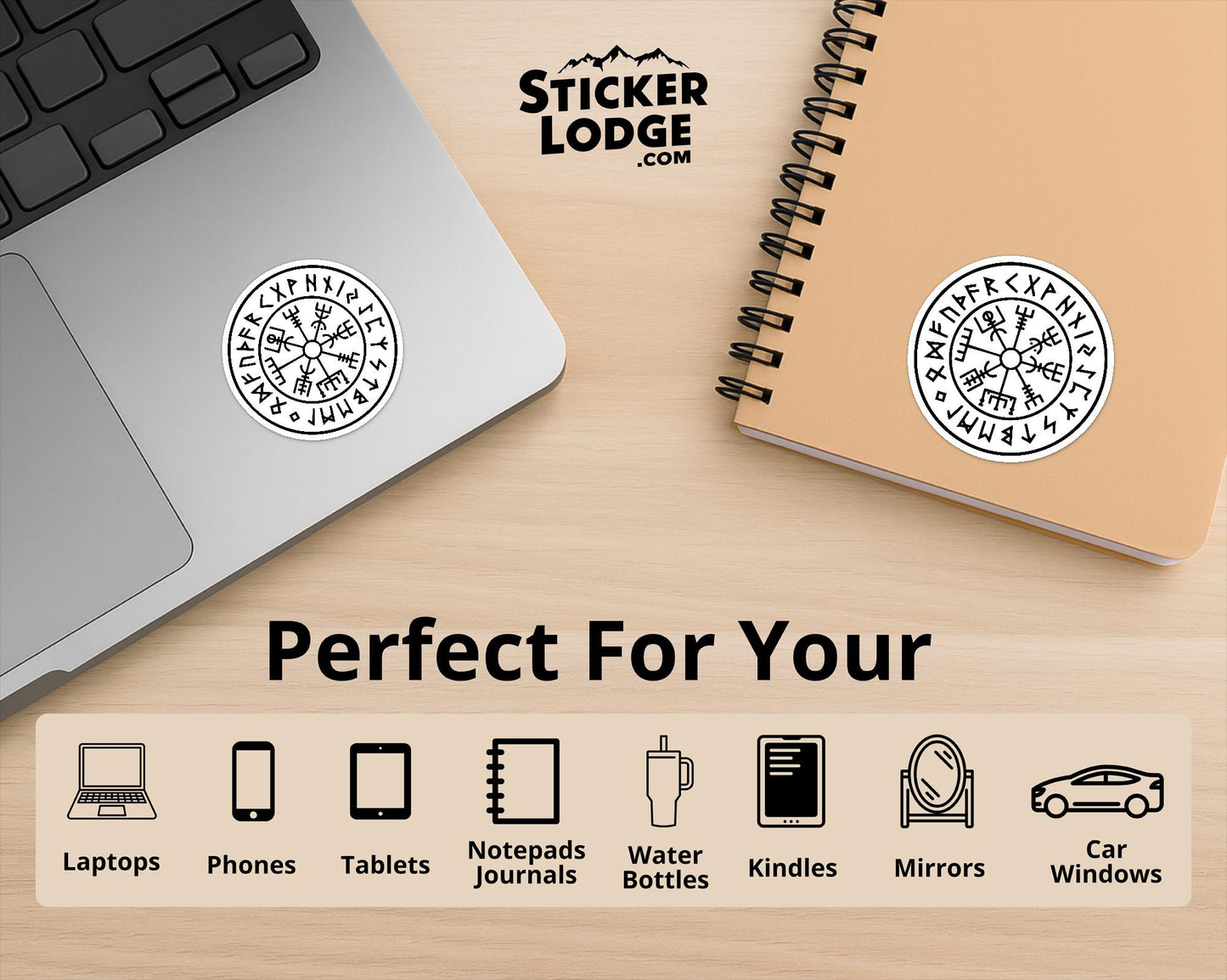 Viking Compass Vegvisir Rune Amulet Vinyl Sticker | Sticker Lodge