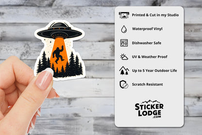 Alien UFO Bigfoot Vinyl Sticker | Sticker Lodge