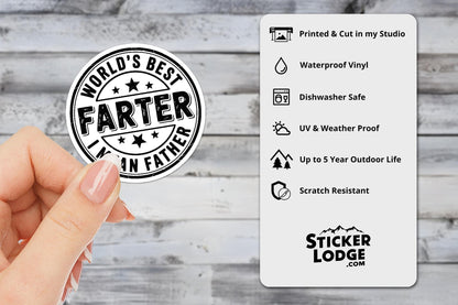 Worlds Best Farter I Mean Father Vinyl Sticker | Sticker Lodge
