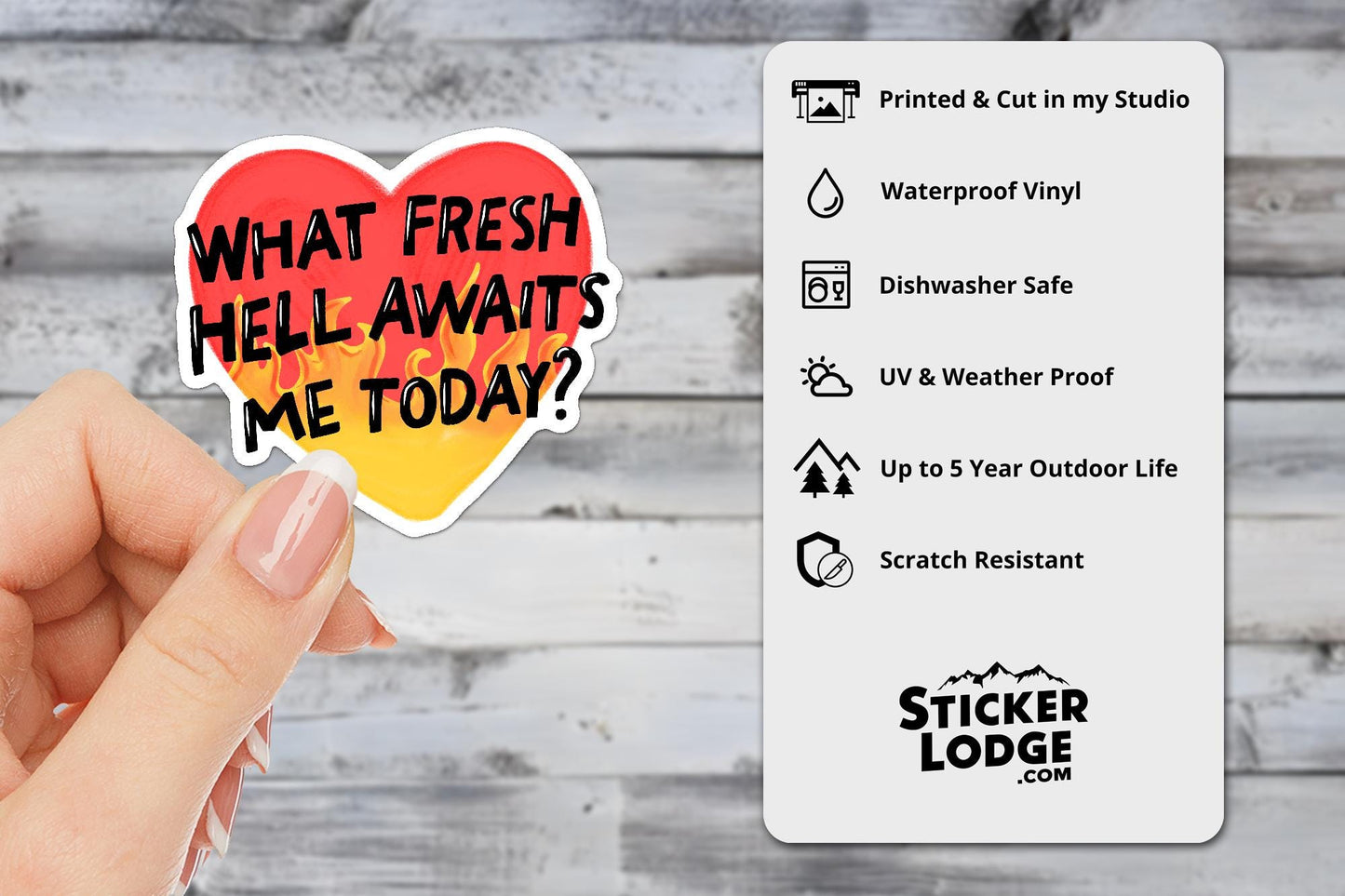 What Fresh Hell Awaits Me Today Vinyl Sticker | Sticker Lodge