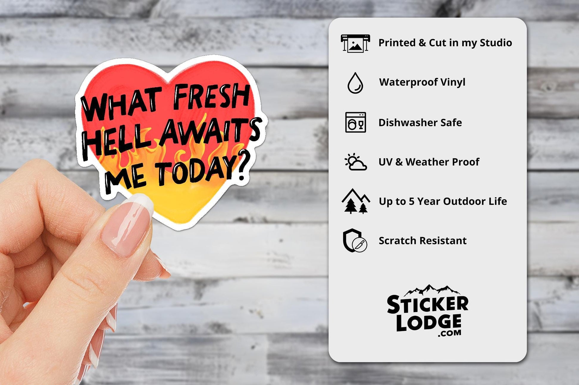 What Fresh Hell Awaits Me Today Vinyl Sticker | Sticker Lodge