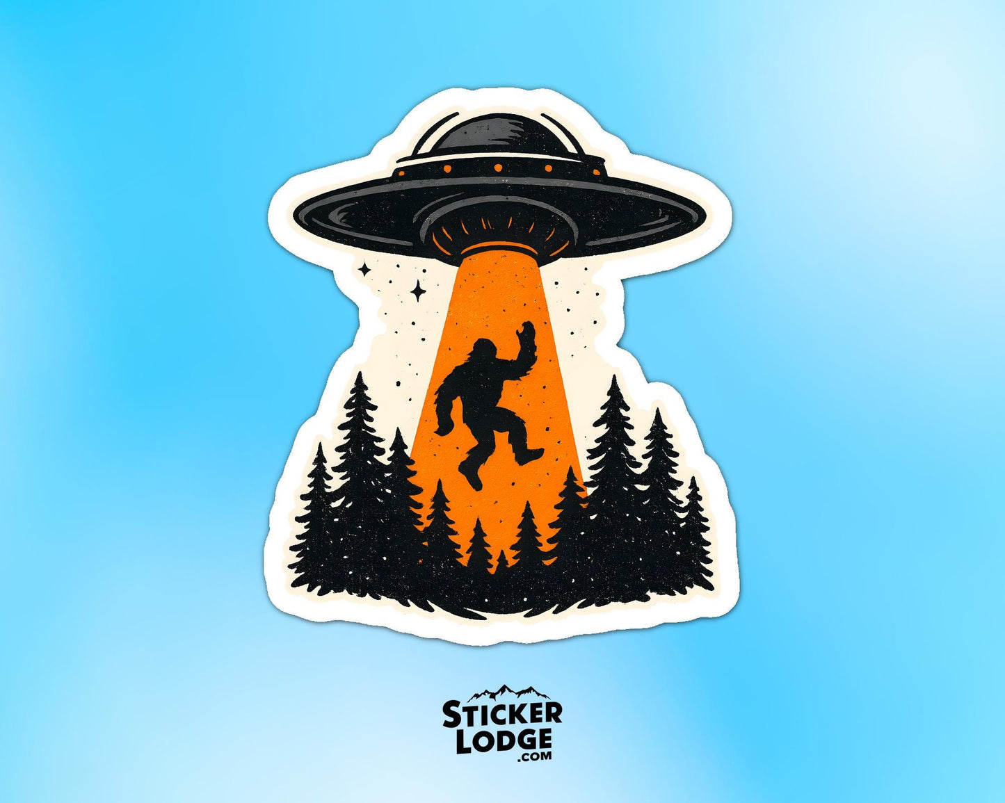 Alien UFO Bigfoot Vinyl Sticker | Sticker Lodge