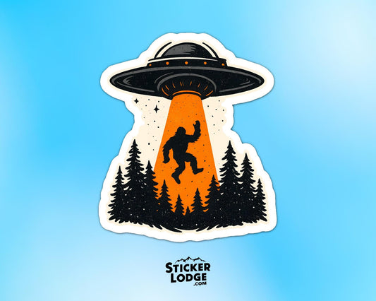 Alien UFO Bigfoot Vinyl Sticker | Sticker Lodge