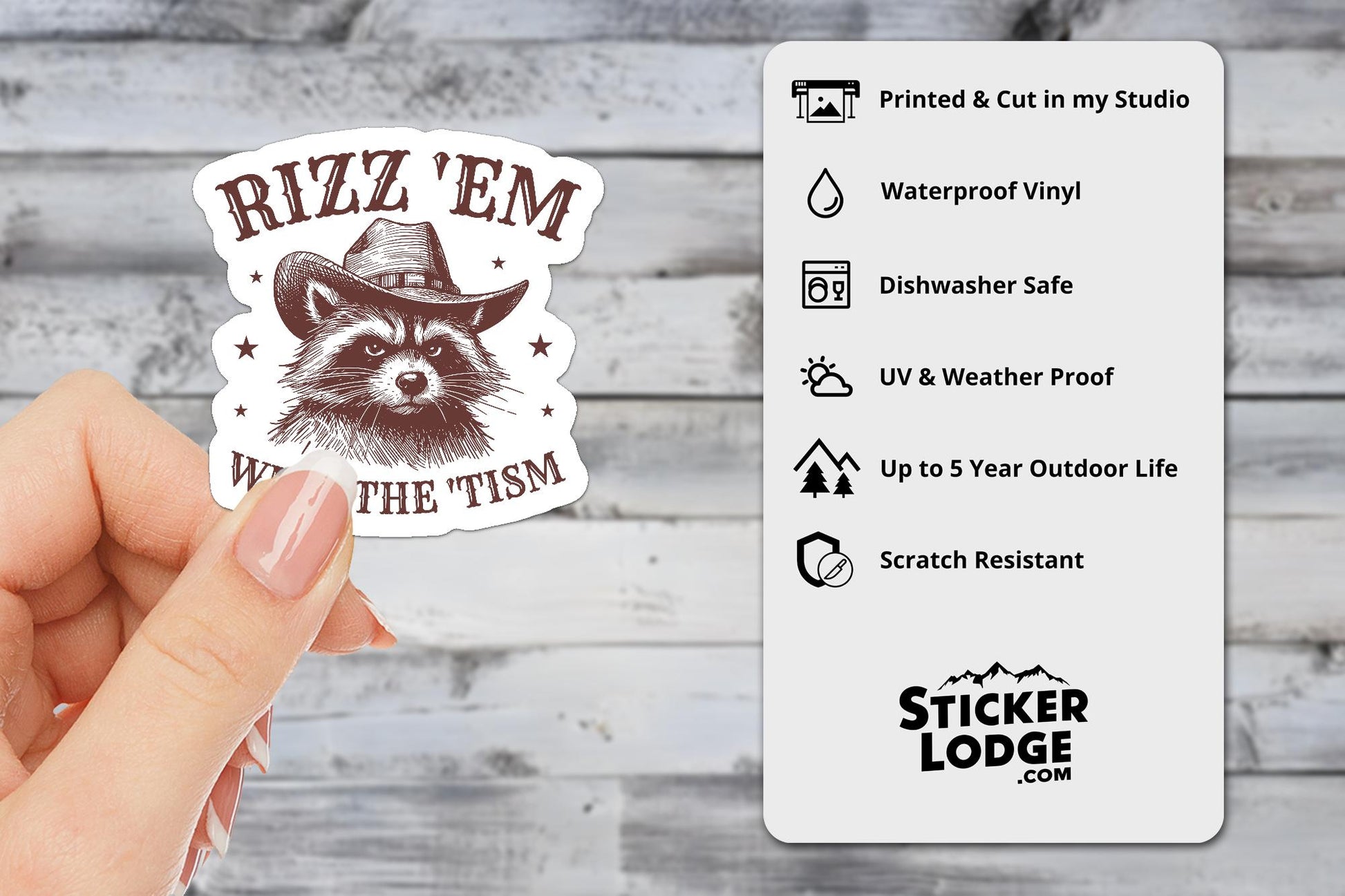 Rizz Em With The Tism Vinyl Sticker | Sticker Lodge
