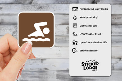 Swimming National Park Symbol Vinyl Sticker | Sticker Lodge