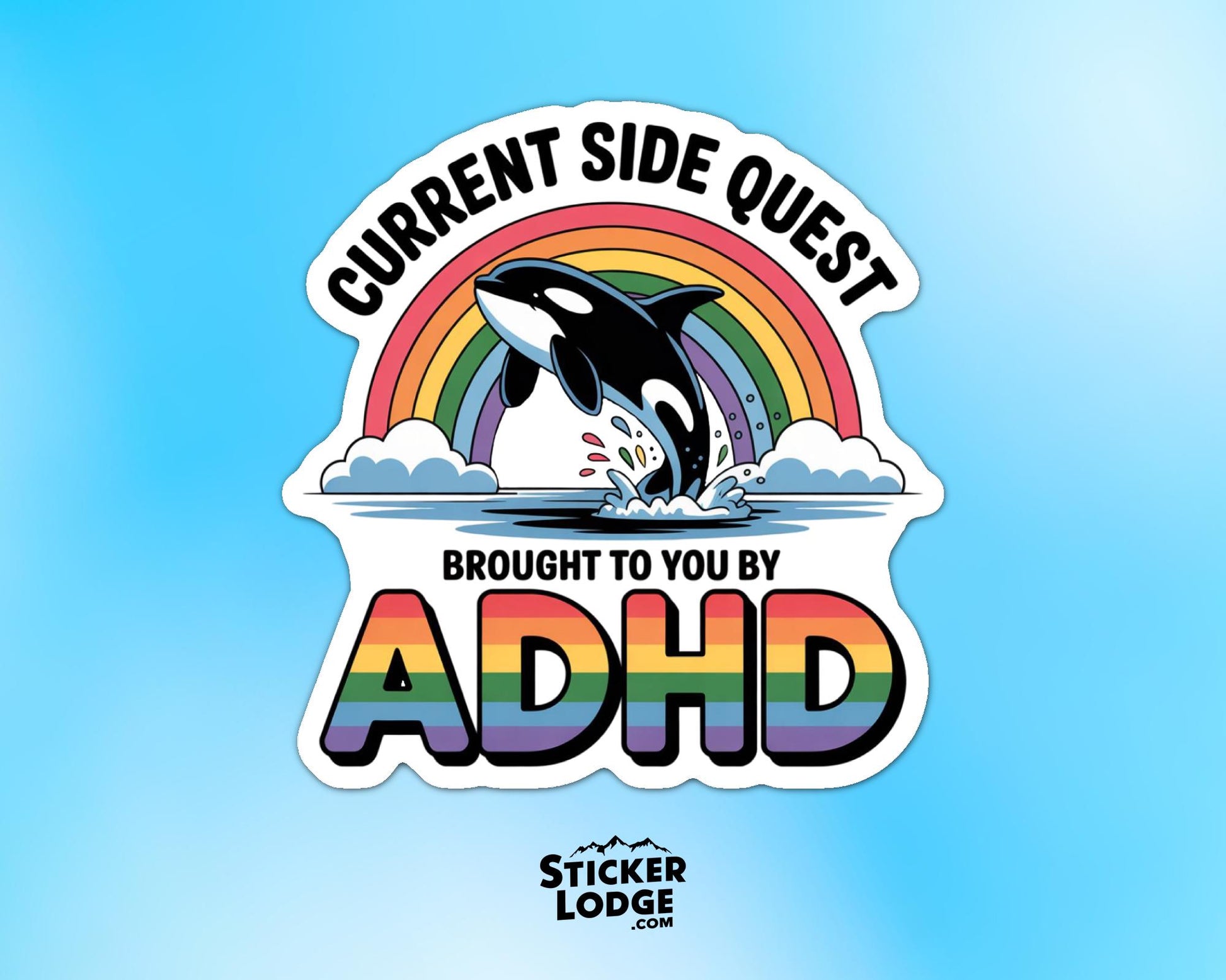 Current Side Quest Brought To You By Adhd Vinyl Sticker | Sticker Lodge