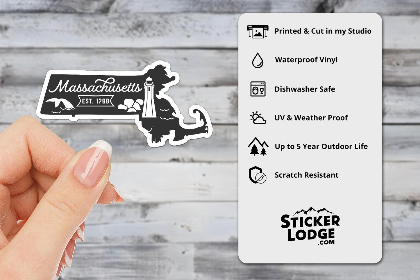 Vintage Massachusetts State Vinyl Sticker | Sticker Lodge