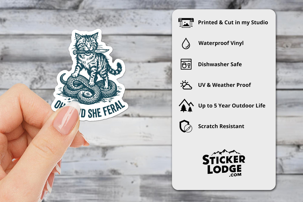Oh Lawd She Feral Vinyl Sticker | Sticker Lodge