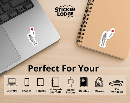 Skeleton Lost Balloon Vinyl Sticker | Sticker Lodge